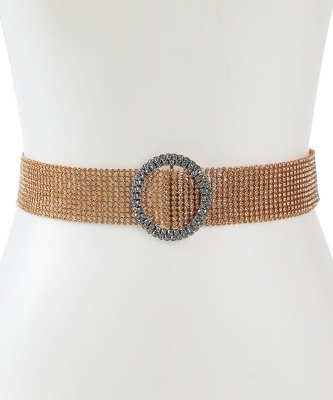 Rhinestone Fashion Belt W/ Circle Buckle BT320041 GOLD